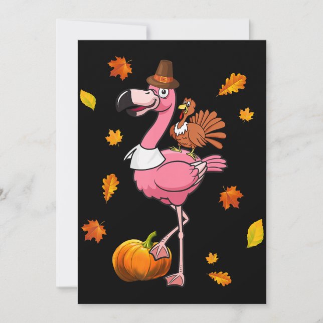 Tarjeta Festiva Flamencos | Flamingo Acción de Gracias Halloween (Anverso)