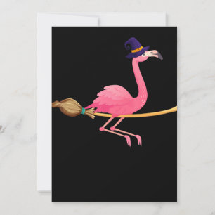 Tarjeta Festiva Flamencos   Gracioso Flamingo Witch Halloween