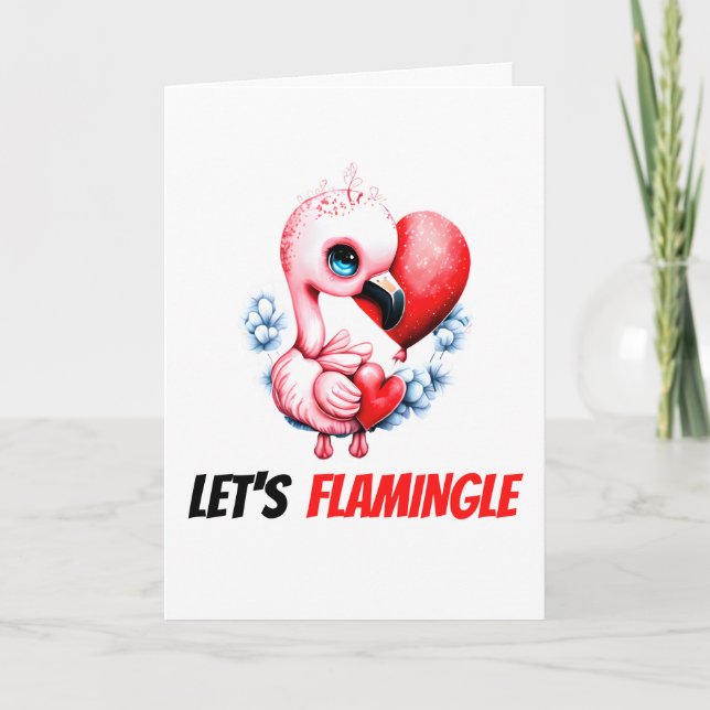 Tarjeta Festiva Flamingo | Canción de flamingle de bebé con leche (Anverso)