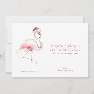 Tarjeta Festiva FLAMINGO CHRISTMAS CARD Pink Florida Holiday Card 
