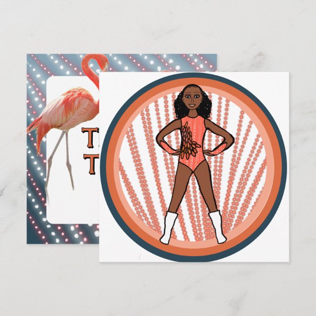 Tarjeta Festiva Flamingo Dancer A (Anverso / Reverso)