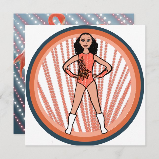 Tarjeta Festiva Flamingo Dancer B (Anverso / Reverso)