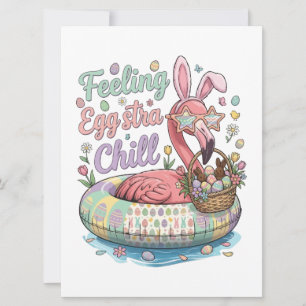 Tarjeta Festiva Flamingo divertido de Pascua sintiéndose Eggstra t