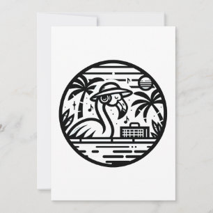 Tarjeta Festiva Flamingo Escuchando música - Tropical Chill Vibes