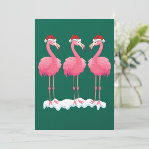 Tarjeta Festiva Flamingo Lover Xmas Iluminando Flamingos Santa Ros