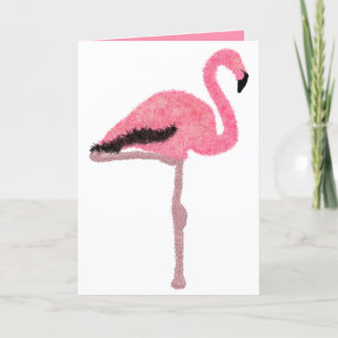 Tarjeta Festiva Flamingo rosa purpurina
