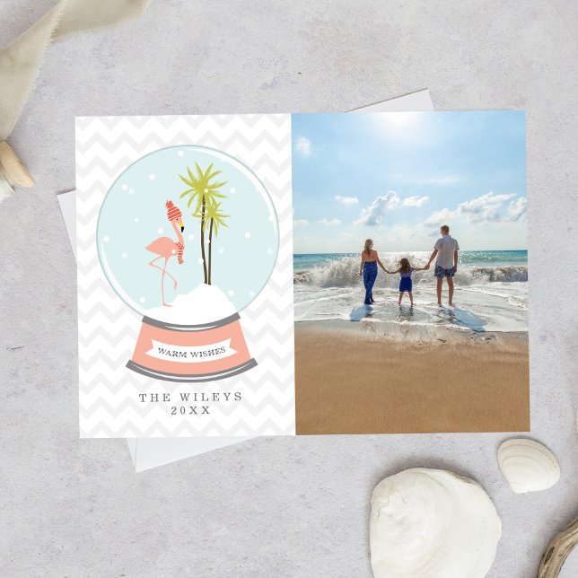 Tarjeta Festiva Flamingo Snow Glove Beach Photo Navidades (Subido por el creador)