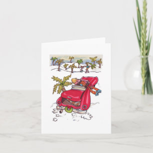 Tarjeta Festiva Flamingo Tree Holiday Notecard