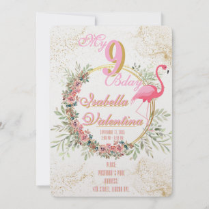 Tarjeta Festiva Flamingo's Birthday Invitation Template