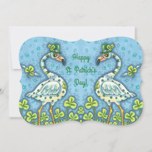 Tarjeta Festiva FLAMINGOS DE PUNTO DE POLKA VERDE, ST. Llanto DEL