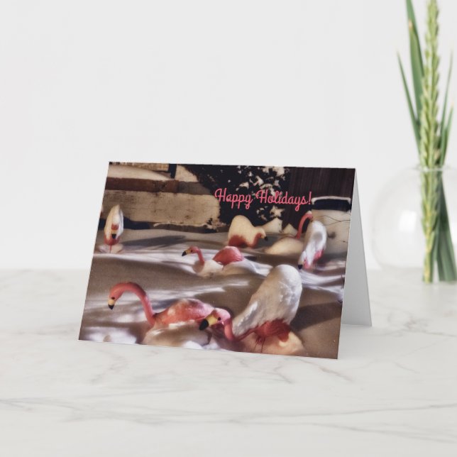 Tarjeta Festiva Flamingos rosados (Anverso)