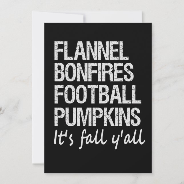 Tarjeta Festiva Flannel Incendia calabazas de fútbol es otoño (Anverso)