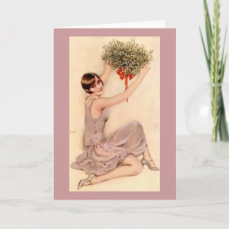Tarjeta Festiva Flapper con Mistletoe