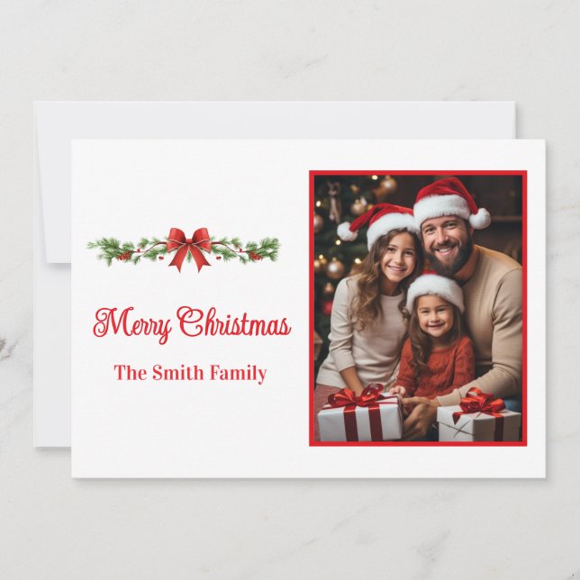 Tarjeta Festiva Flat Holiday Card Custom Photo (Anverso)