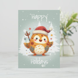 Tarjeta Festiva Flat Holiday Card in Scandinavian Folk Art Style
