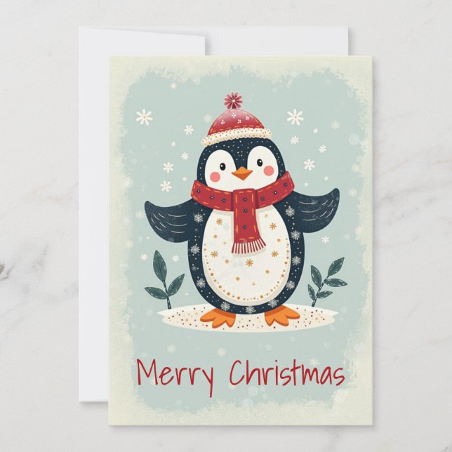 Tarjeta Festiva Flat Holiday Card in Scandinavian Folk Art Style (Anverso)