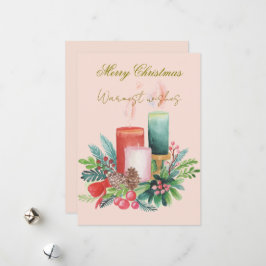 Tarjeta Festiva Flat Holiday Card - Watercolour Christmas candles
