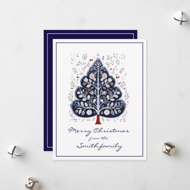 Tarjeta Festiva Flat Xmas Card - Scandinavian Christmas Tree (Anverso/Reverso In Situ)