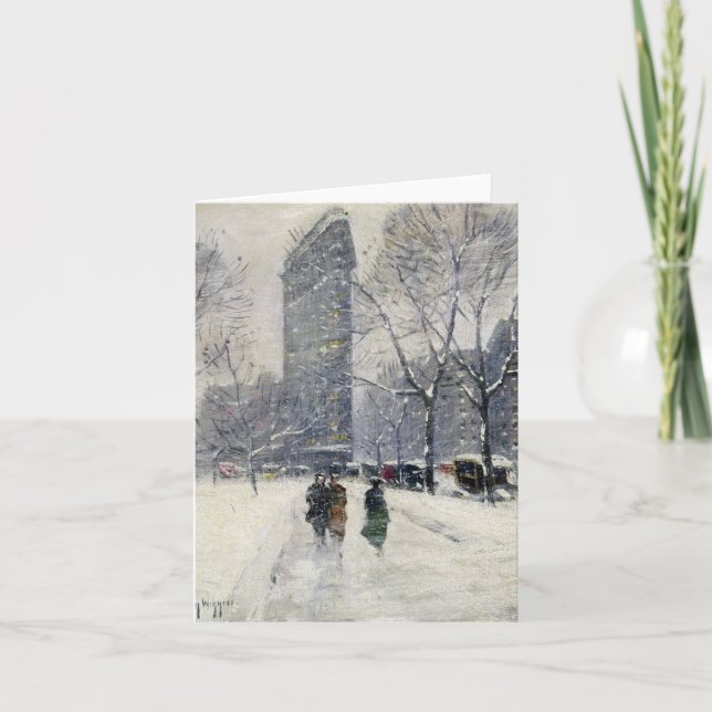 TARJETA FESTIVA FLATIRON QUE CONSTRUYE NEW YORK CITY (Anverso)