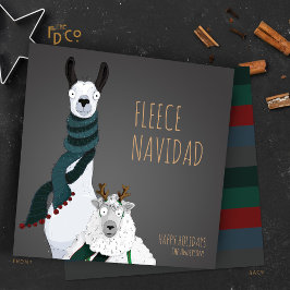 Tarjeta Festiva “Fleece Navidad” Chic Funny Quirky Pun