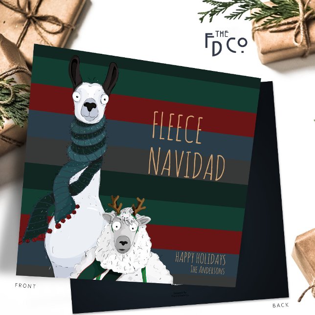 Tarjeta Festiva "Fleece Navidad" | Llama y una oveja divertida pun (Subido por el creador)