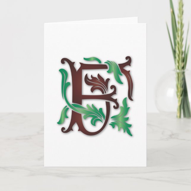 Tarjeta Festiva Fleur-de-lis F Monograma (Anverso)