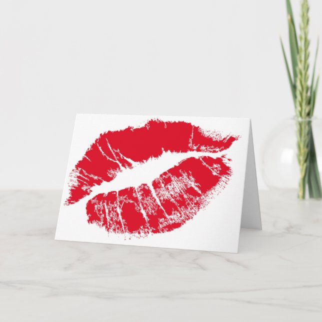 Tarjeta Festiva Flirty Lipstick Kiss (Anverso)