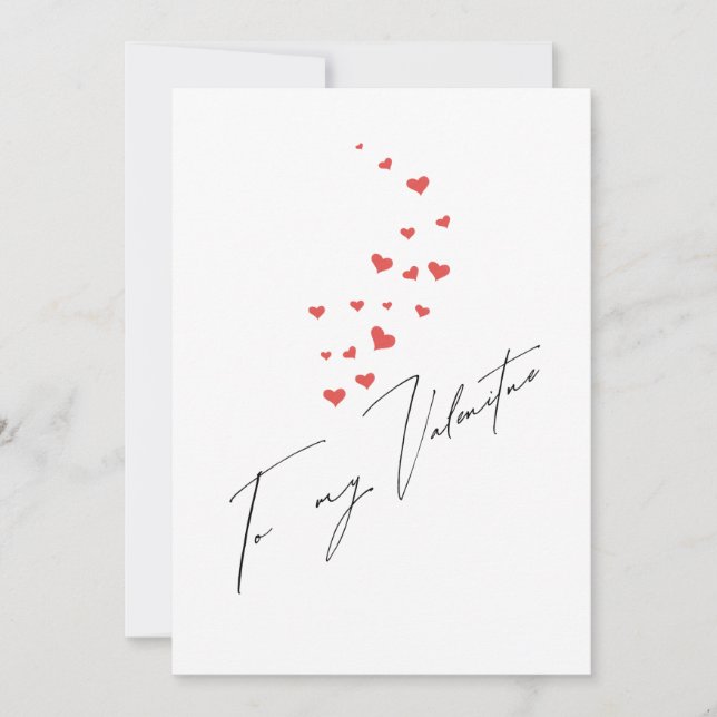 Tarjeta Festiva Floating Hearts To My Valentine Scripted  (Anverso)