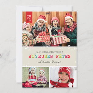 Tarjeta Festiva Flocons de Neige Brillants Carte de Noël