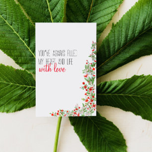 Tarjeta Festiva Flor acuarela roja día de la madre