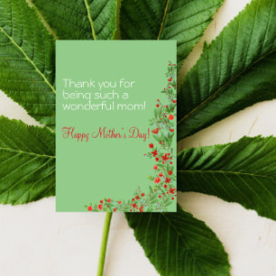 Tarjeta Festiva Flor acuática Día de fiesta verde