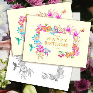 Tarjeta Festiva Flor amarilla mística floreciendo