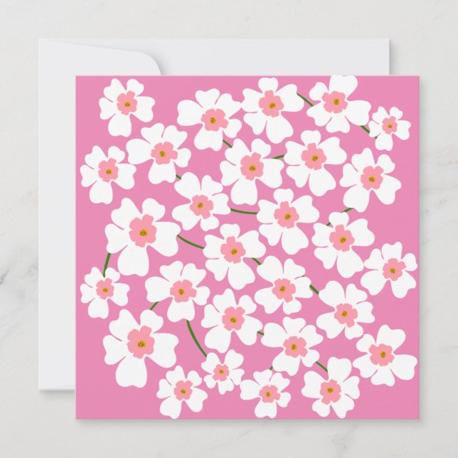 Tarjeta Festiva Flor blanca y rosa (Anverso)