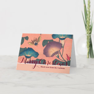 Tarjeta Festiva Flor de abeja rosa Arte Clásico Hokusai