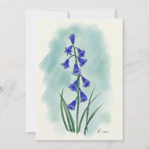 Tarjeta Festiva Flor de acuarela Blue Bell