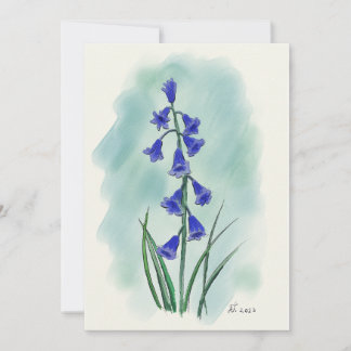 Tarjeta Festiva Flor de acuarela Blue Bell
