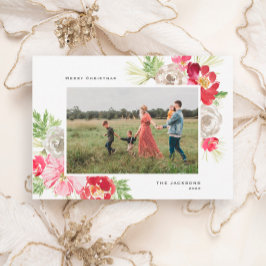 Tarjeta Festiva Flor de acuarela navideña