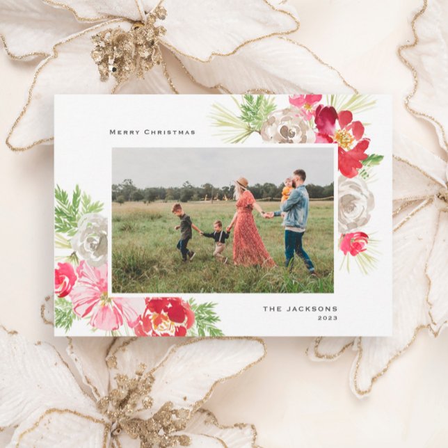 Tarjeta Festiva Flor de acuarela navideña (Subido por el creador)