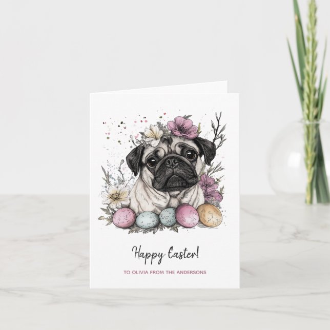 Tarjeta Festiva Flor de acuarela rústica de hojaldre de Pascua (Anverso)