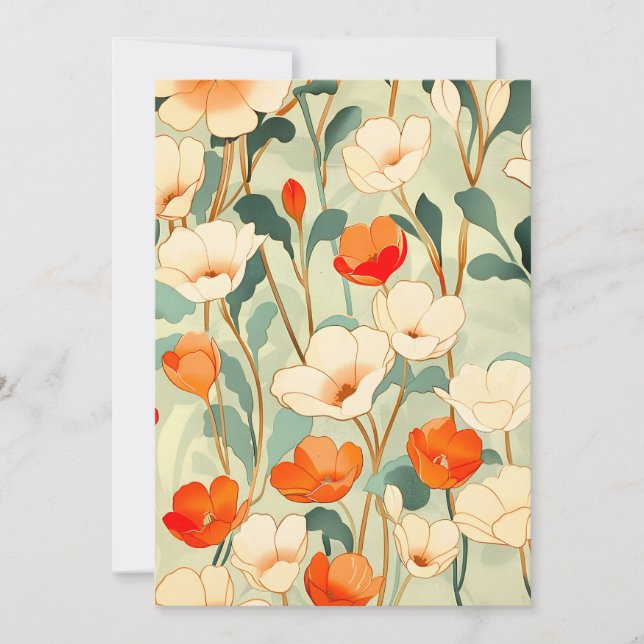 Tarjeta Festiva Flor de amapola vintage (Anverso)