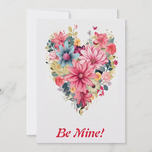 Tarjeta Festiva Flor de Amor Arcoíris Corazón 3 Personalizado (Anverso)