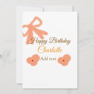 Tarjeta Festiva flor de arco naranja color agua pastel nombre de c