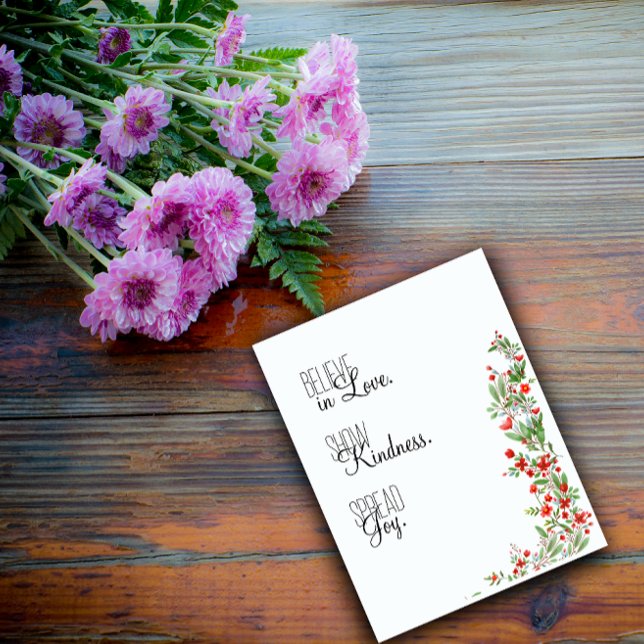 Tarjeta Festiva Flor de botánica de acuarela roja deseos  (Subido por el creador)