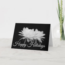 Tarjeta Festiva Flor de cactus negro y blanco Felices fiestas