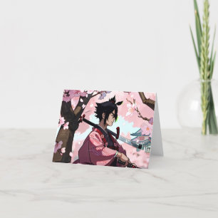 Tarjeta Festiva flor de cerezo Samurai