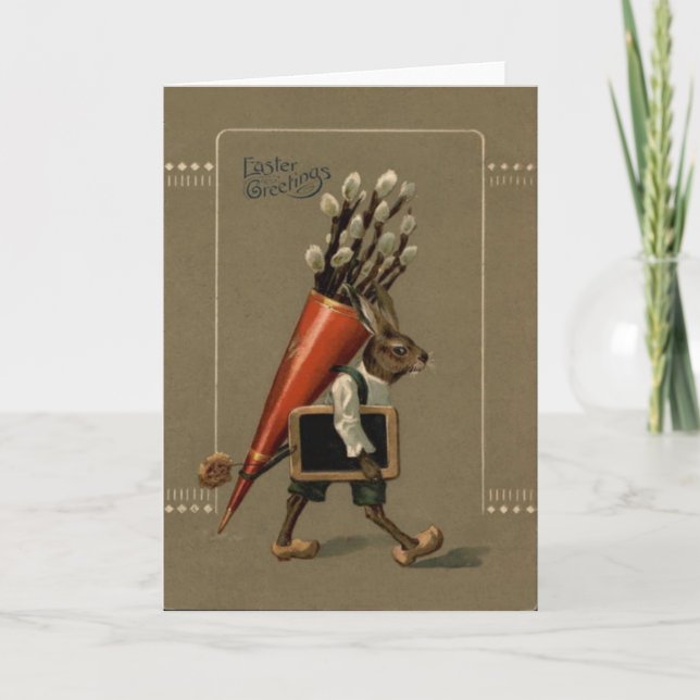 Tarjeta Festiva Flor de conejo de Pascua (Anverso)