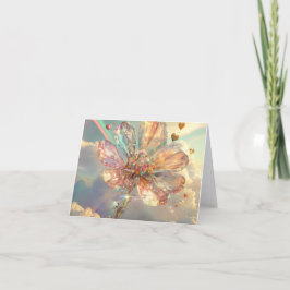 Tarjeta Festiva Flor de cristal rosa suave