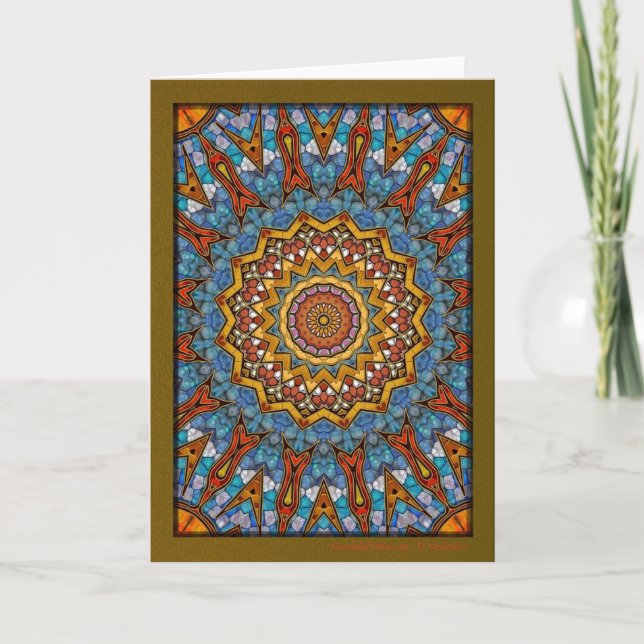 Tarjeta Festiva Flor de desierto digital Mandala (Anverso)