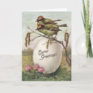 Tarjeta Festiva Flor de Huevo de Pascua Pájaro