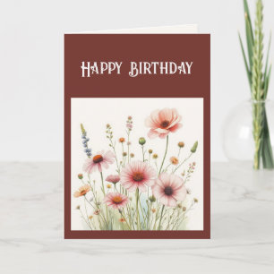 Tarjeta Festiva Flor de jardín silvestre de cumpleaños cristiano